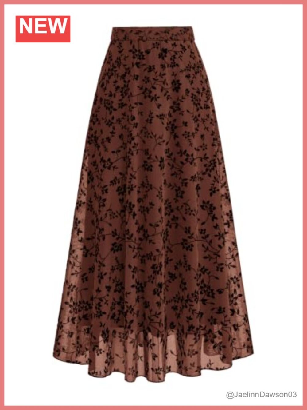 Floral Mesh Maxi Skirt, High Waist Tulle A-Line Long Skirt